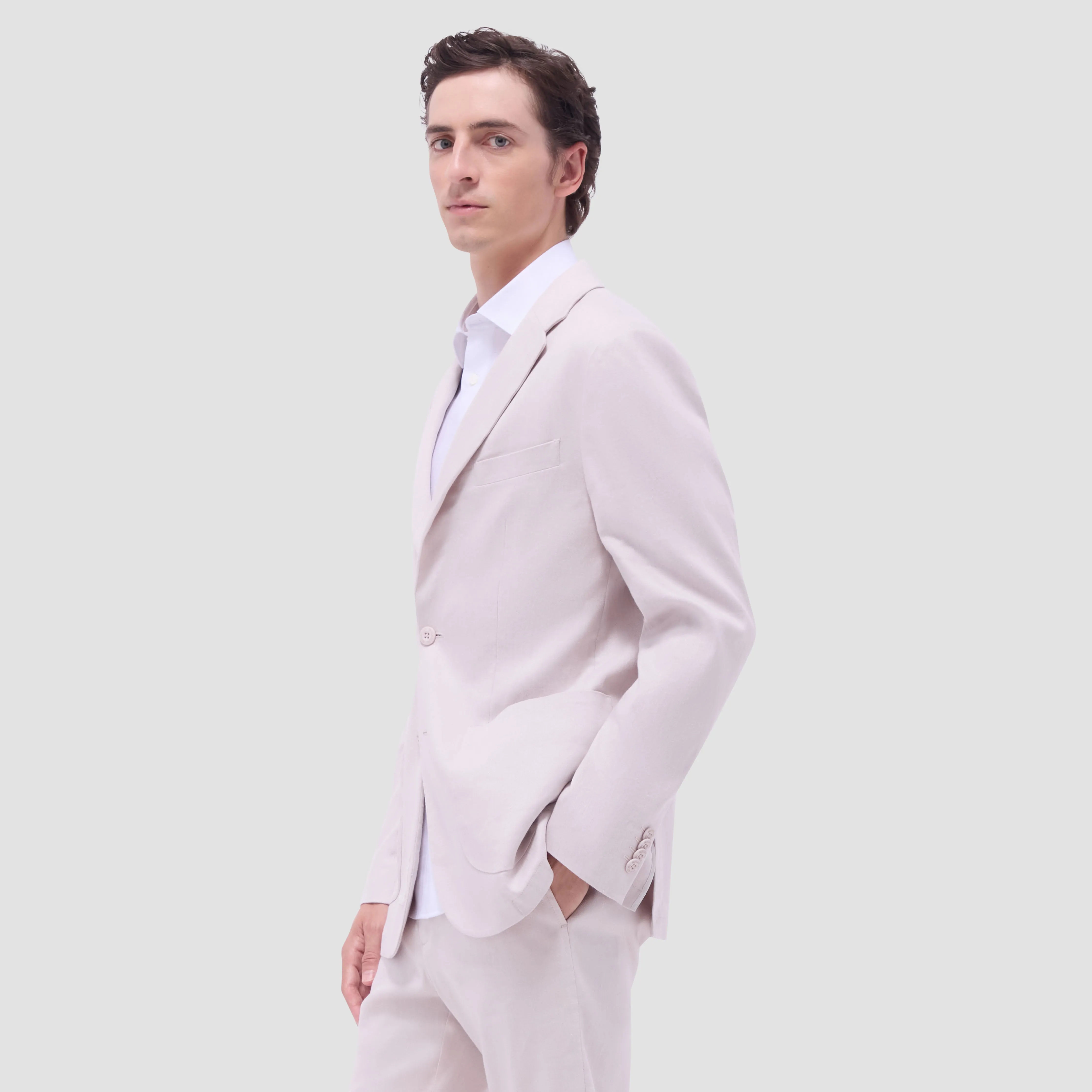 Linen-Cotton Two Button Blazer