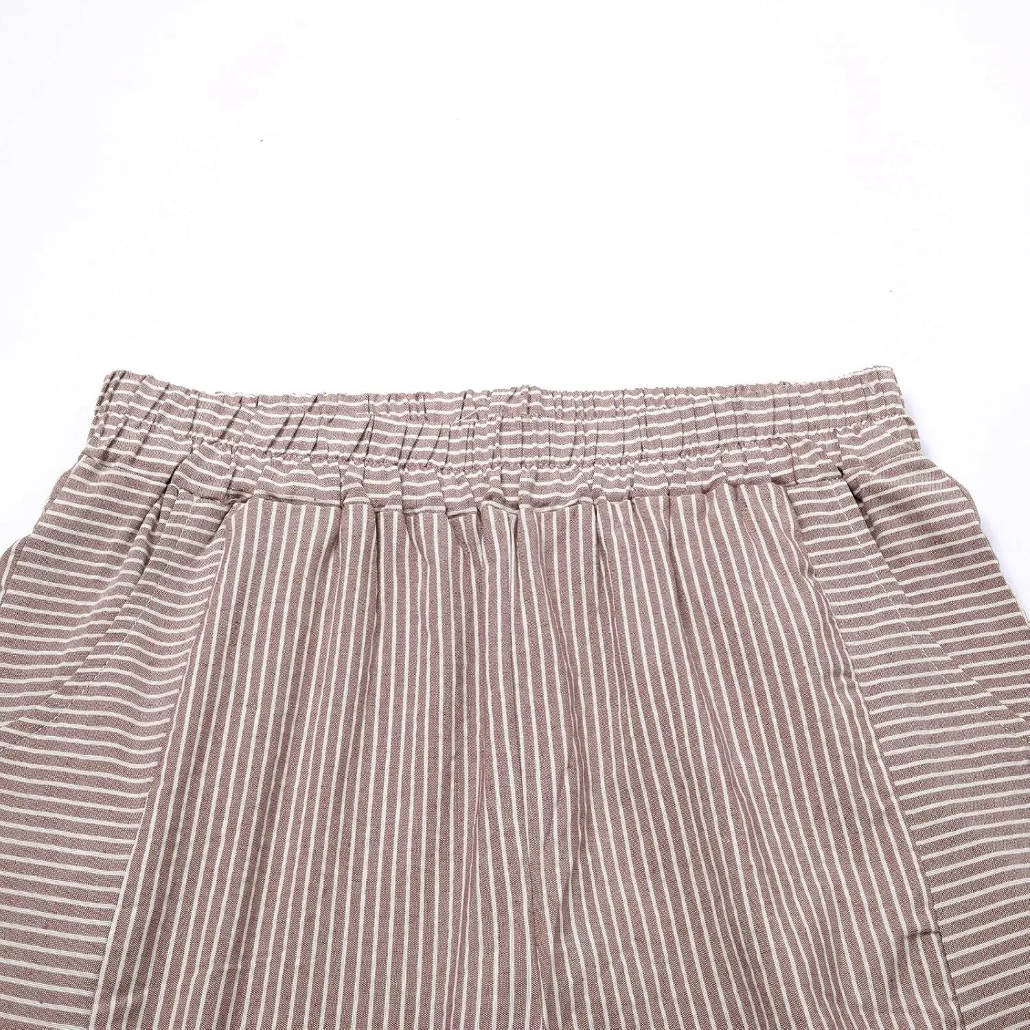 Linen Pants for Women Casual Pants Striped Side Button Plus Size Trendy Spring Summer Gauze Baggy Trousers with Pocket