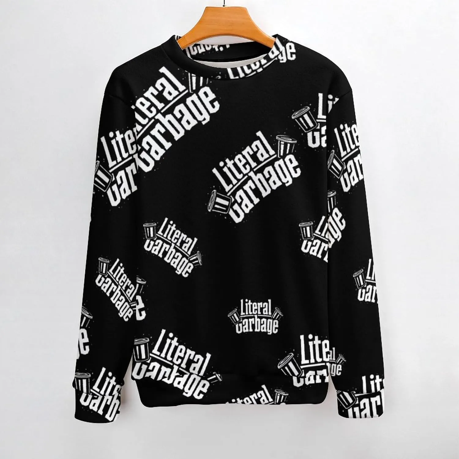 Literal Garbage Crew Neck Sweater Oversized Long Sleeve Pure Cotton Casual Knit Pullover Sweatshirt