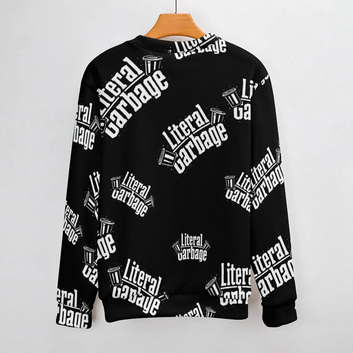 Literal Garbage Crew Neck Sweater Oversized Long Sleeve Pure Cotton Casual Knit Pullover Sweatshirt