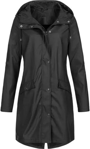 Long Hooded Rain Jacket for Women Jacket Windproof Outdoor Coat Women's Coat Windbreaker Outdoor Hooded Trench Coat