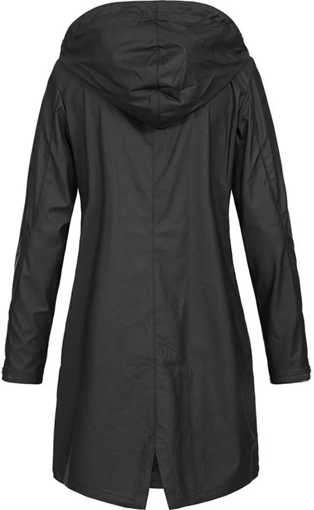 Long Hooded Rain Jacket for Women Jacket Windproof Outdoor Coat Women's Coat Windbreaker Outdoor Hooded Trench Coat