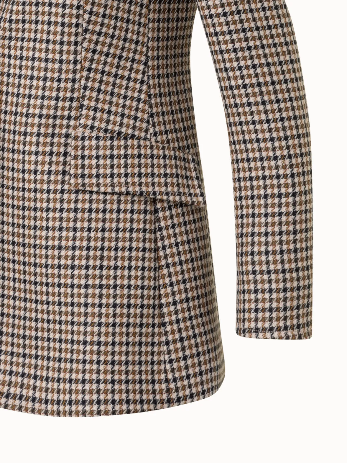 Long Virgin Wool Houndstooth Boyfriend Blazer