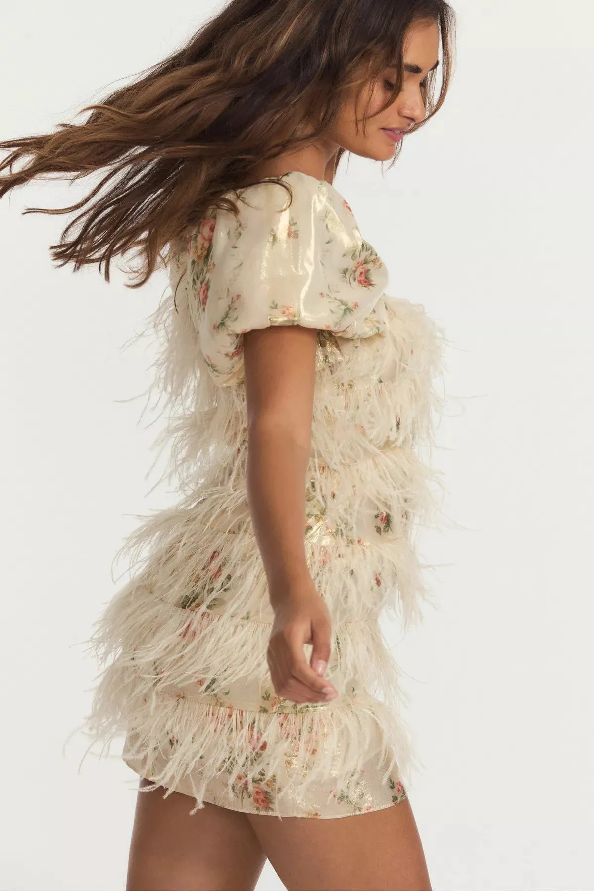 LoveShackFancy Beryl Feather mini dress
