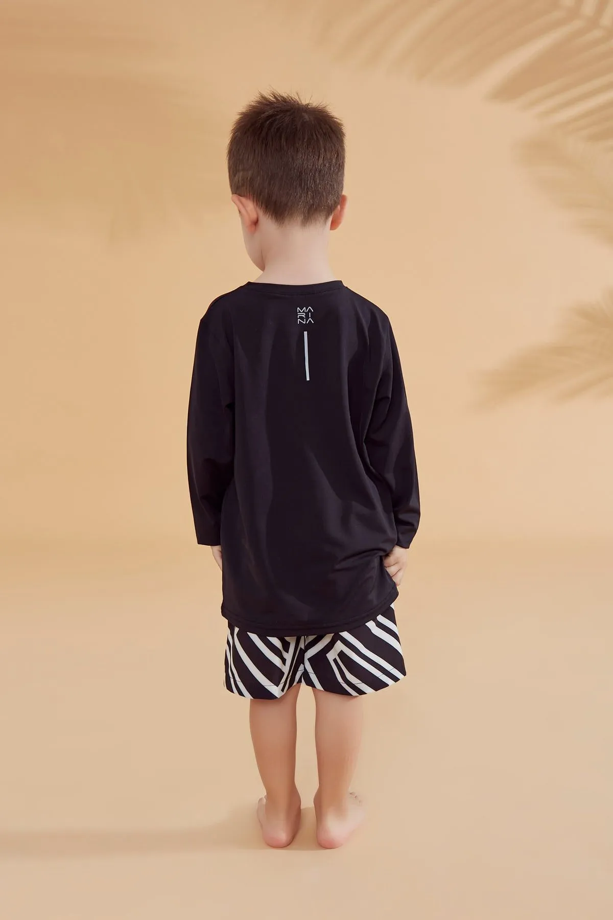 Lycra Black Boys Swim Shirts T2343