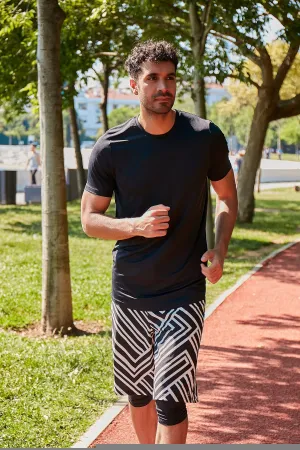 Lycra Black Men's Swim Shirts T2342