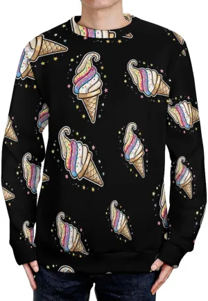 Magic Ice Cream Cone Crew Neck Sweater Oversized Long Sleeve Pure Cotton Casual Knit Pullover Sweatshirt