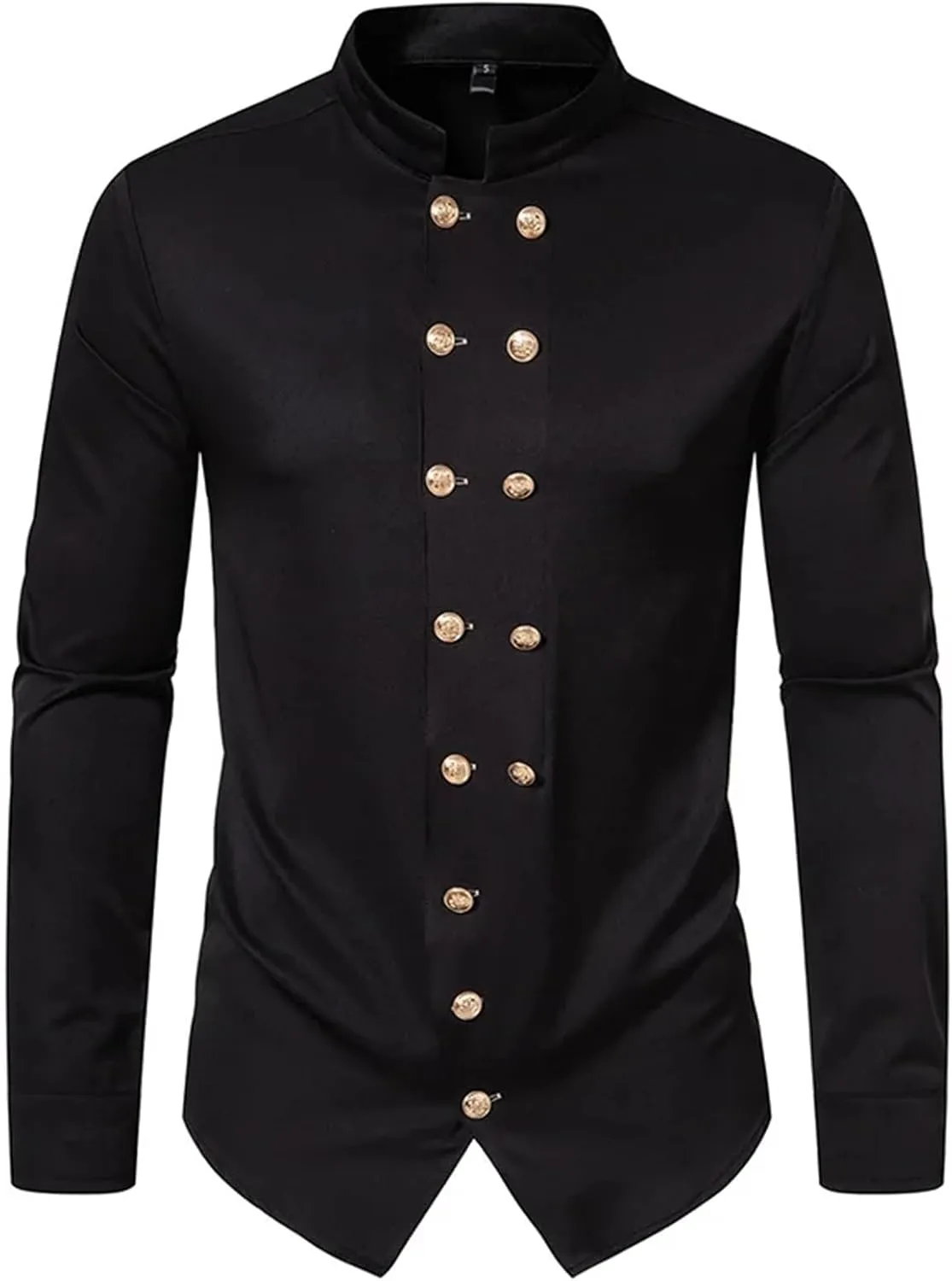 Man White Double Breasted Steampubk Shirt Men Autumn Long Sleeve Button Up Dress Shirts Men Punk Gothic Man's Shirt