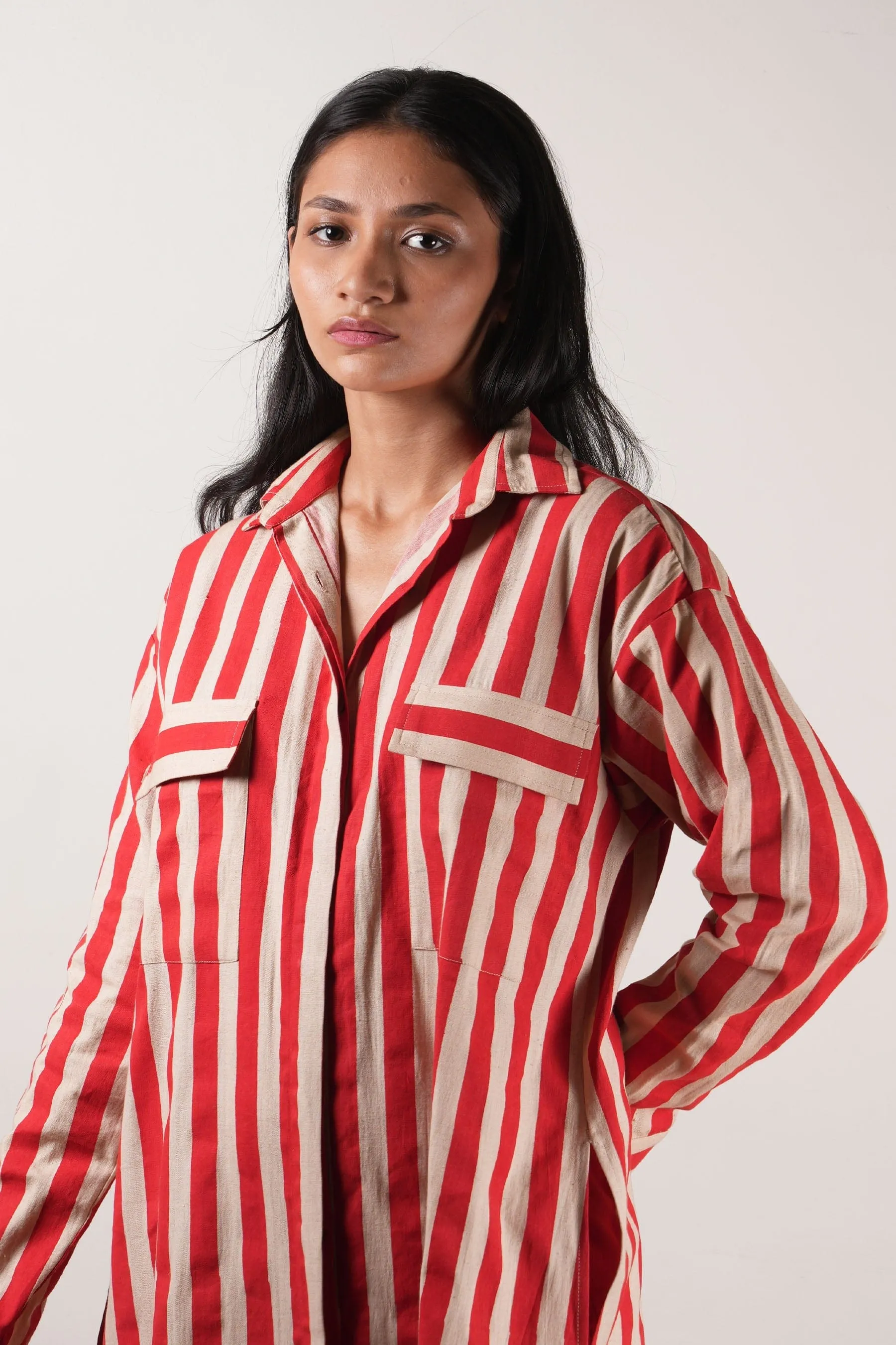 Mati Red Striped Tunic Set (2 Pcs)