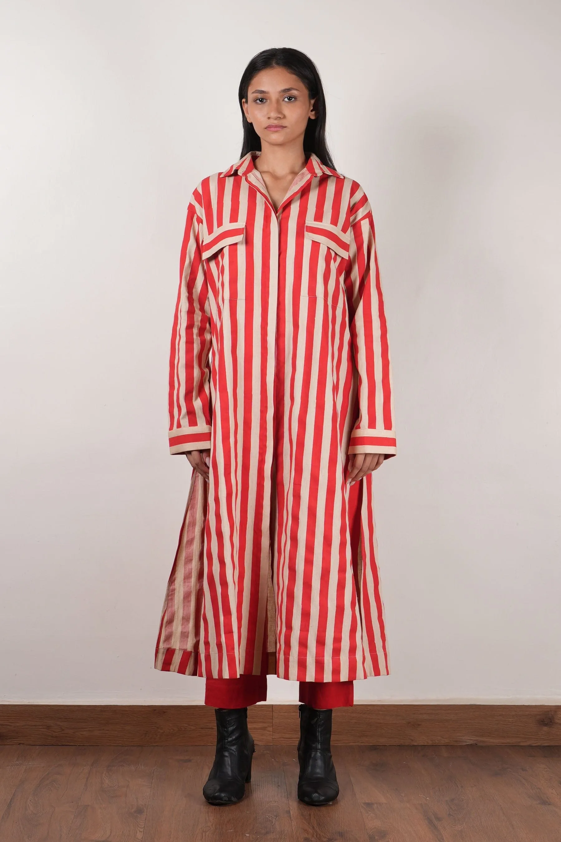 Mati Red Striped Tunic Set (2 Pcs)