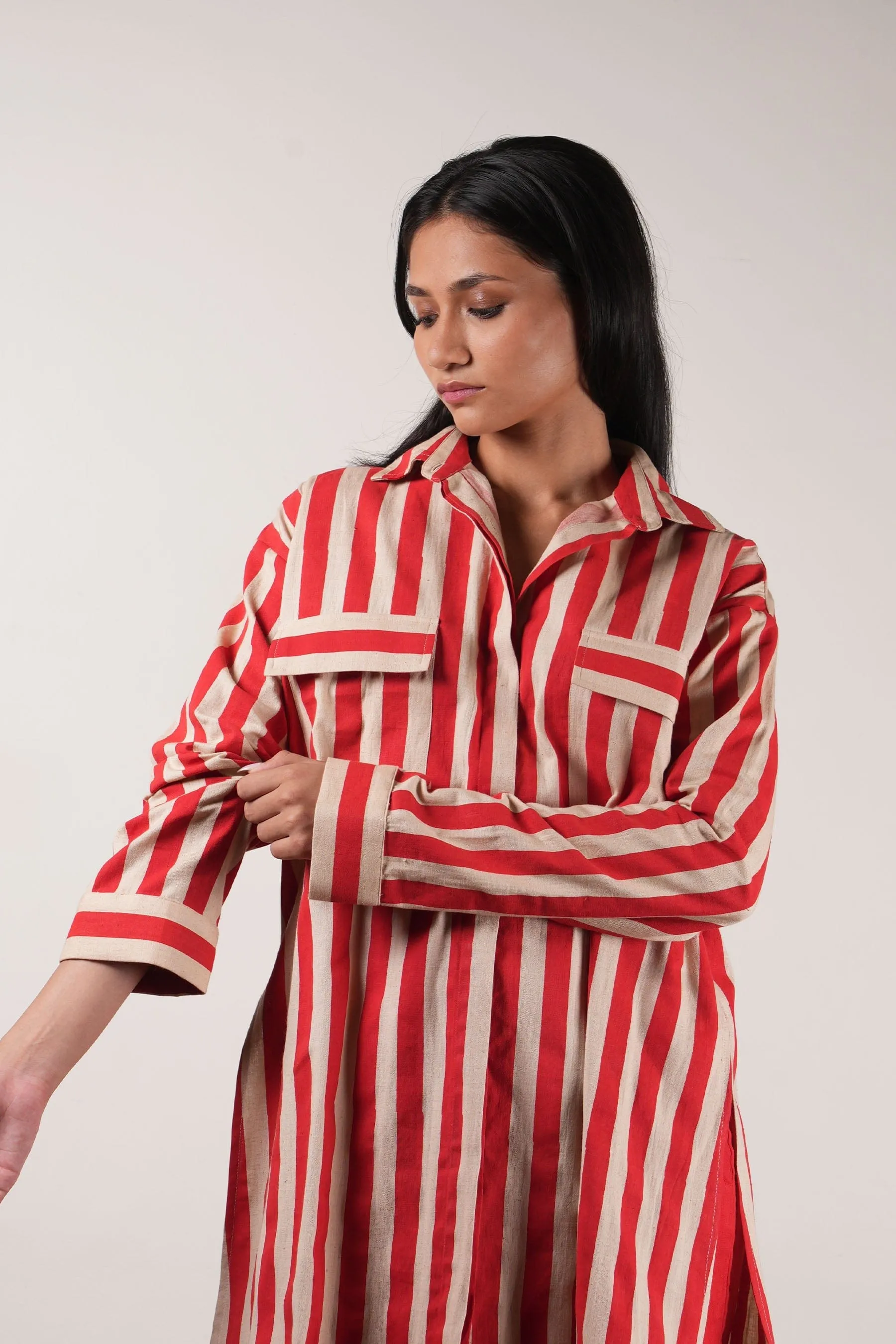 Mati Red Striped Tunic Set (2 Pcs)