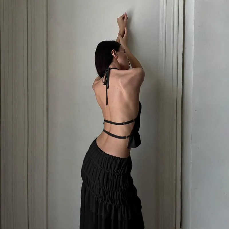 Maxi Skirt Sets for Women 2 Piece Sexy Long Skirt and Halter Tank Top Set Two Piece Going Out Set Vacation Outfits