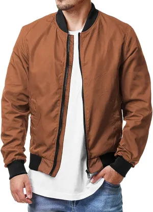 Men Bomber Jackets Lightweight Windbreaker Varsity Jacket Casual Fleece Flight Fashion Winter Fall Coat with Pocket