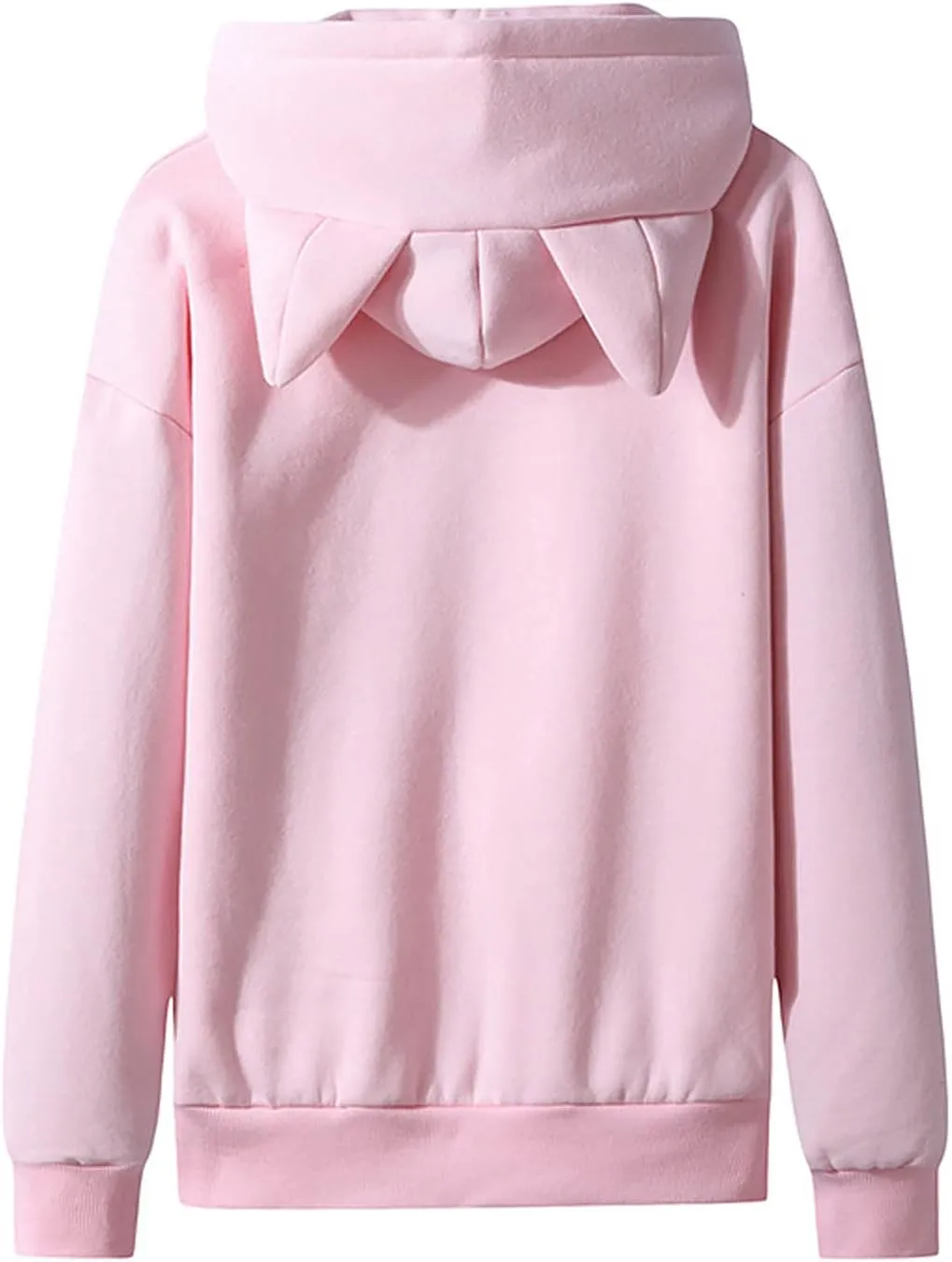 Men Fleece Pullover Cat Ears Hoodies Unisex Fashion Casual Solid Hooded Sweatshirt Women with Pocket Sweater Long Sleeve Tops