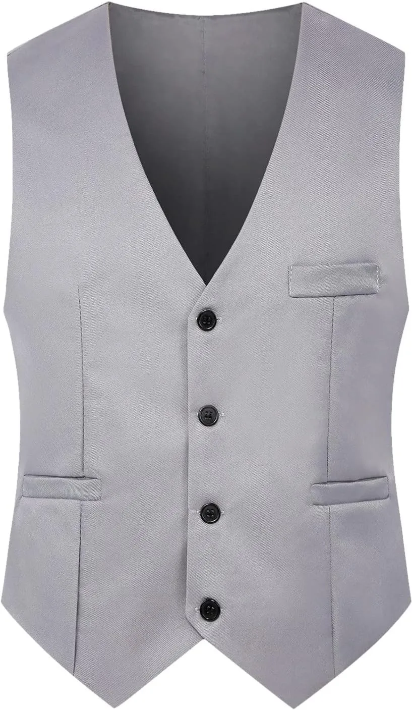 Men Single Breasted Suit Vest Vintage Slim Fit Formal Vest Fall Stylish Business Wedding Party Waistcoat with Pocket