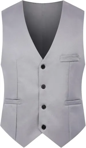 Men Single Breasted Suit Vest Vintage Slim Fit Formal Vest Fall Stylish Business Wedding Party Waistcoat with Pocket