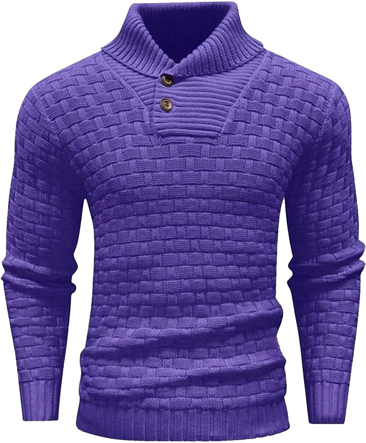 Men Winter Shawl Collar Button Sweaters Casual Knitted Pleated Pullover Tops Trendy Warm Long Sleeve Jumper Knitwear