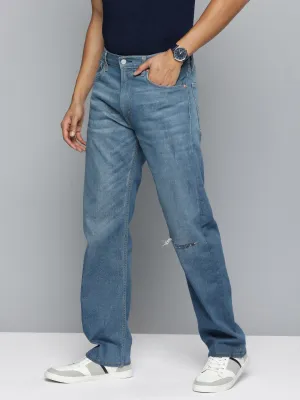 Men's 551 Blue Straight Fit Mid Rise Jeans