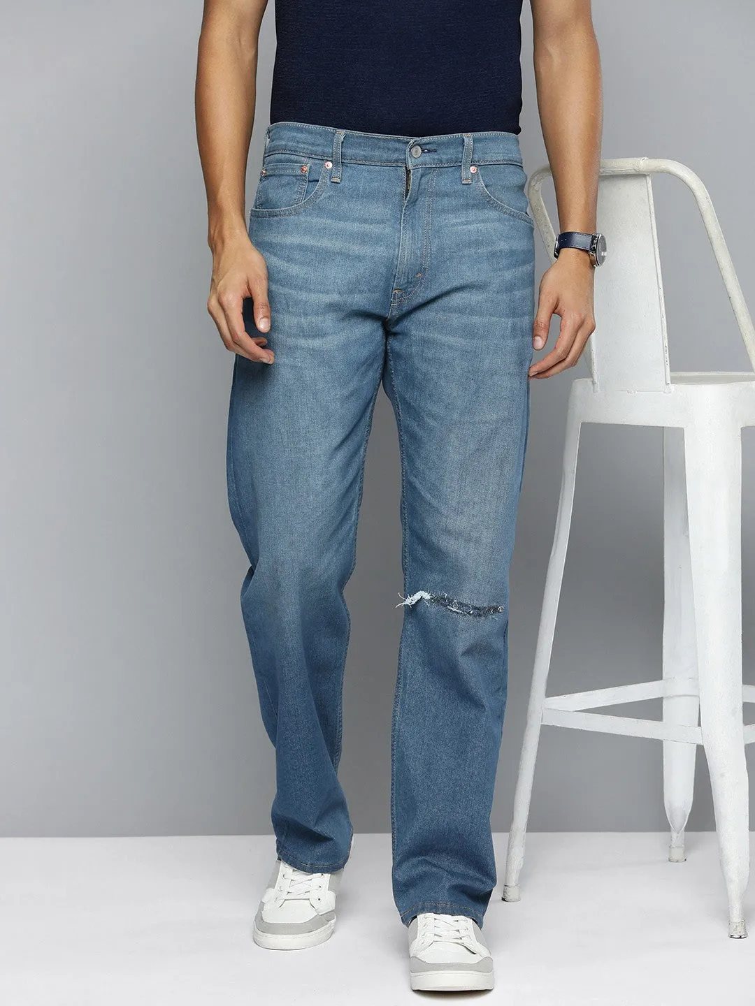 Men's 551 Blue Straight Fit Mid Rise Jeans