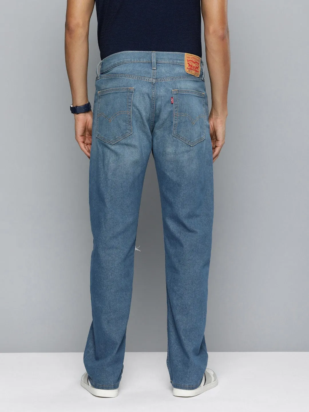 Men's 551 Blue Straight Fit Mid Rise Jeans