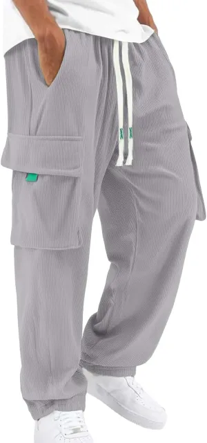 Men's Athletic Joggers Lightweight Breathable Running Pants with Drawstring Tapered Fit for Hiking Camping Workouts