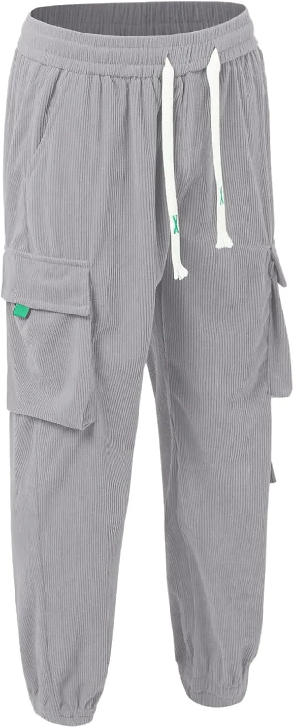 Men's Athletic Joggers Lightweight Breathable Running Pants with Drawstring Tapered Fit for Hiking Camping Workouts