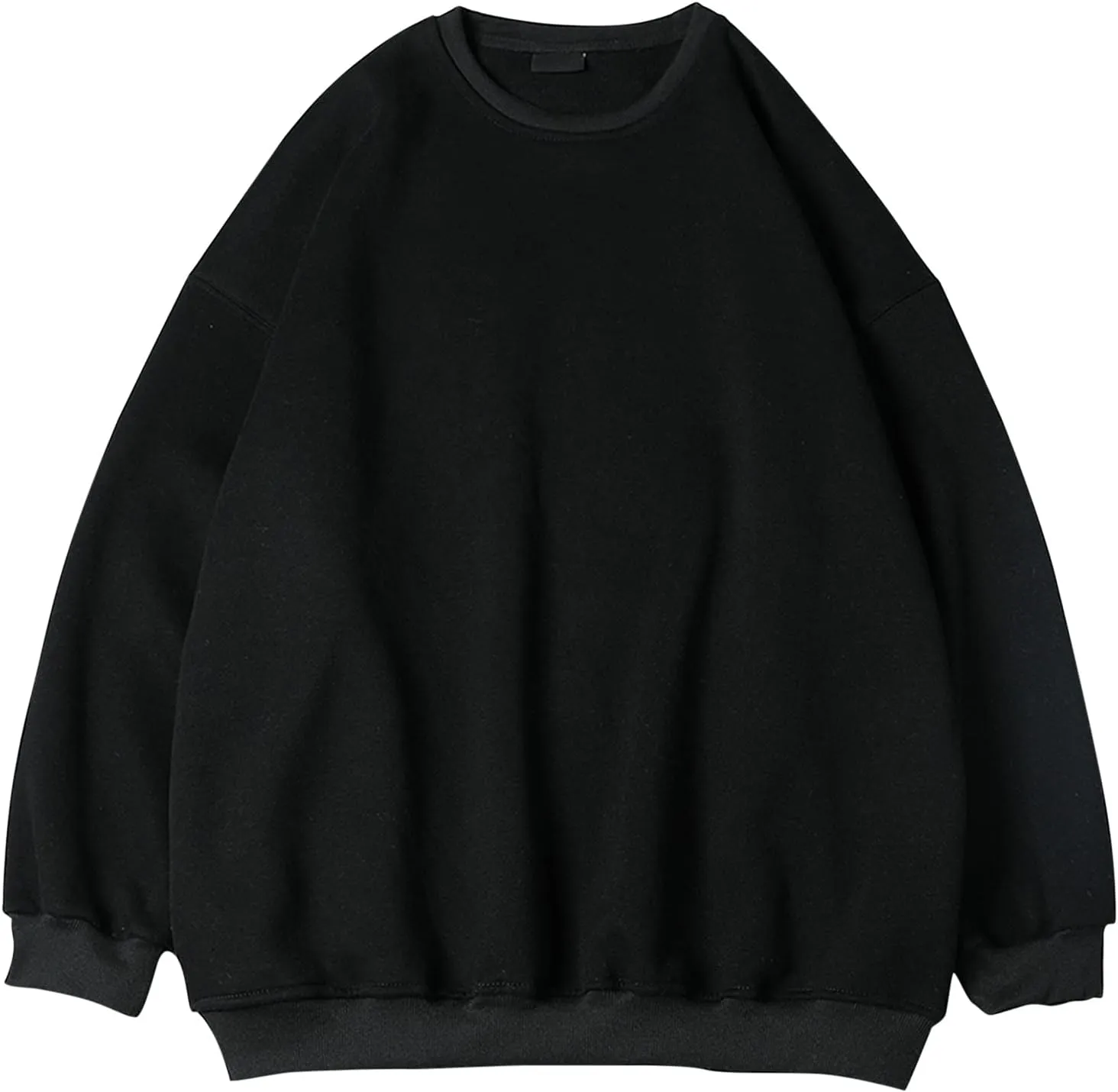Men's Baggy Sweater Fashion Solid Crewneck Drop Shoulder Sleeve Pullover Sweatshirt Loose Crewneck Sweater