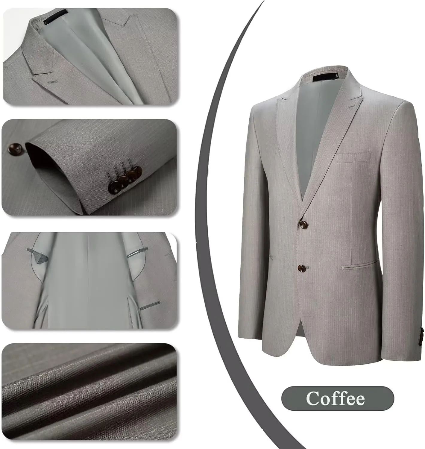 Mens Blazer Jacket Slim Fit Sports Coats for Men Two Button Casual Sports Coat for Business Pinstripe Suit Jacket