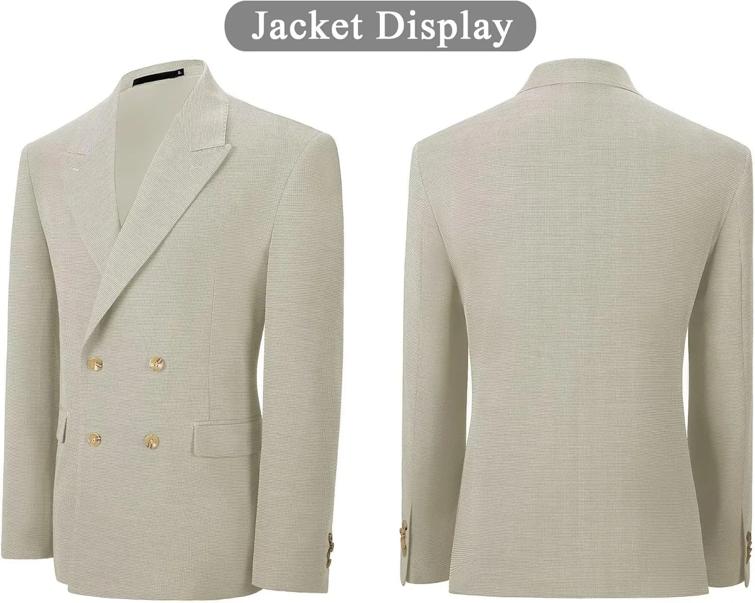 Mens Blazer Peak Lapel Suit Jacket Double Breasted Sports Jackets for Men Slim Fit Casual Sports Coat for Business