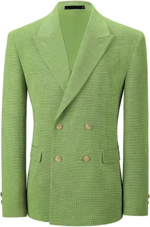 Mens Blazer Peak Lapel Suit Jacket Double Breasted Sports Jackets for Men Slim Fit Casual Sports Coat for Business