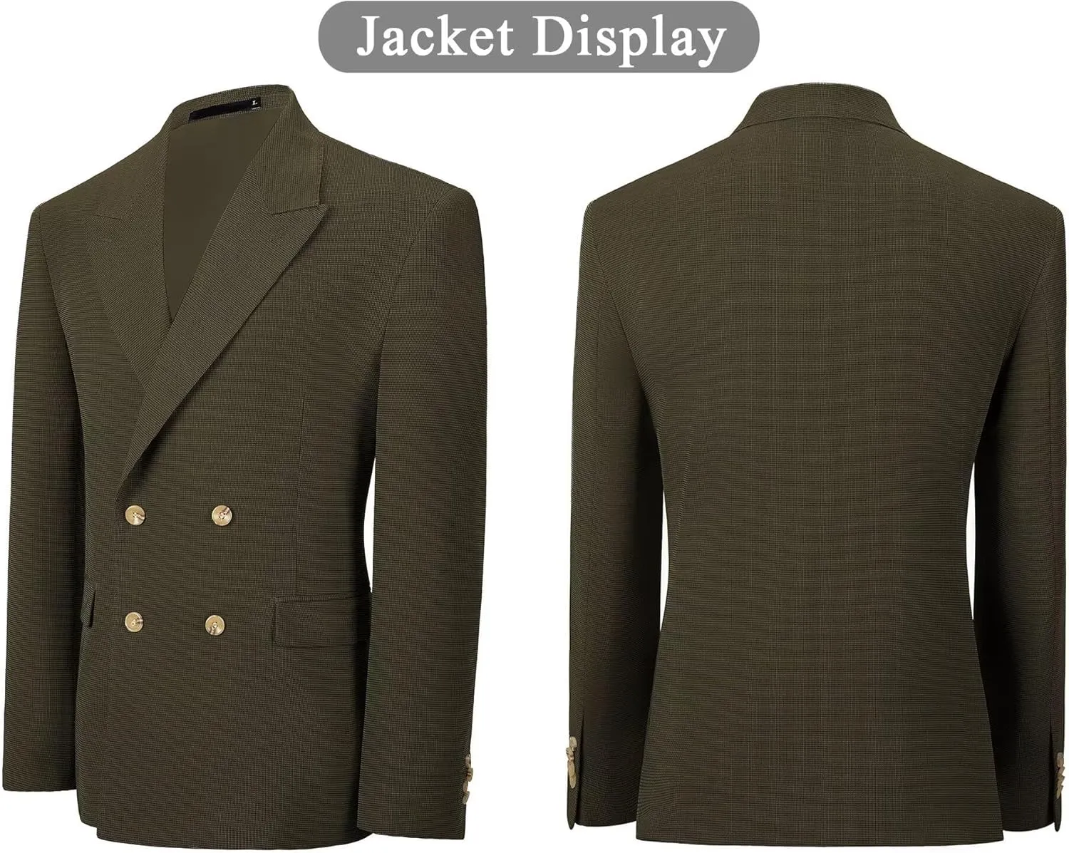 Mens Blazer Peak Lapel Suit Jacket Double Breasted Sports Jackets for Men Slim Fit Casual Sports Coat for Business