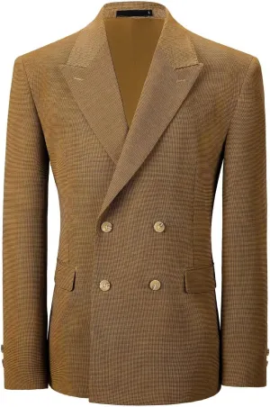 Mens Blazer Peak Lapel Suit Jacket Double Breasted Sports Jackets for Men Slim Fit Casual Sports Coat for Business