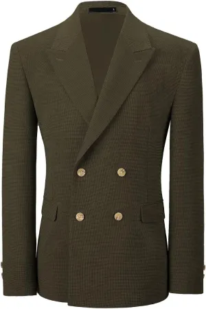 Mens Blazer Peak Lapel Suit Jacket Double Breasted Sports Jackets for Men Slim Fit Casual Sports Coat for Business