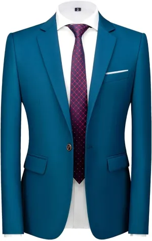 Mens Blazer Suit Jacket Slim Fit Sports Coat Casual One Button Single Breasted Business Wedding Blazer Sports Coat Men