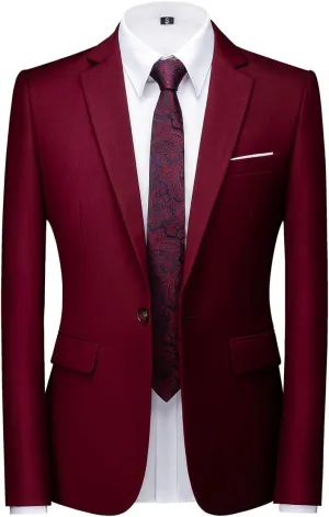 Mens Blazer Suit Jacket Slim Fit Sports Coat Casual One Button Single Breasted Business Wedding Blazer Sports Coat Men