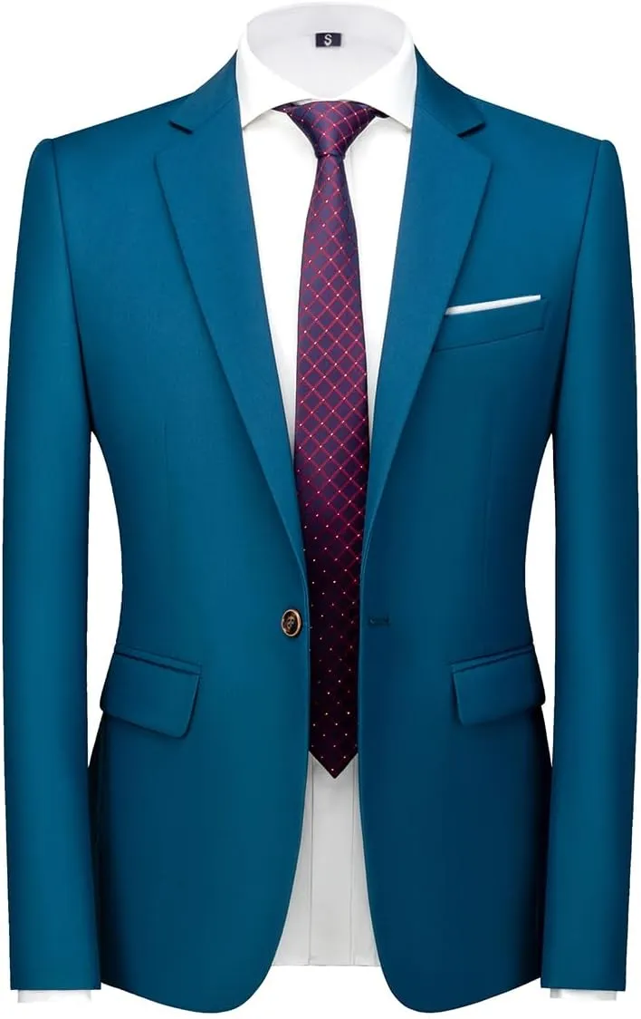 Mens Blazer Suit Jacket Slim Fit Sports Coat Casual One Button Single Breasted Business Wedding Blazer Sports Coat Men