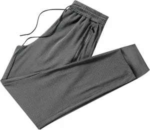 Mens Breathable Sweatpants Joggers Quick Dry Ice Silk Joggers Running Gym Athletic Hiking Trousers with Drawstring