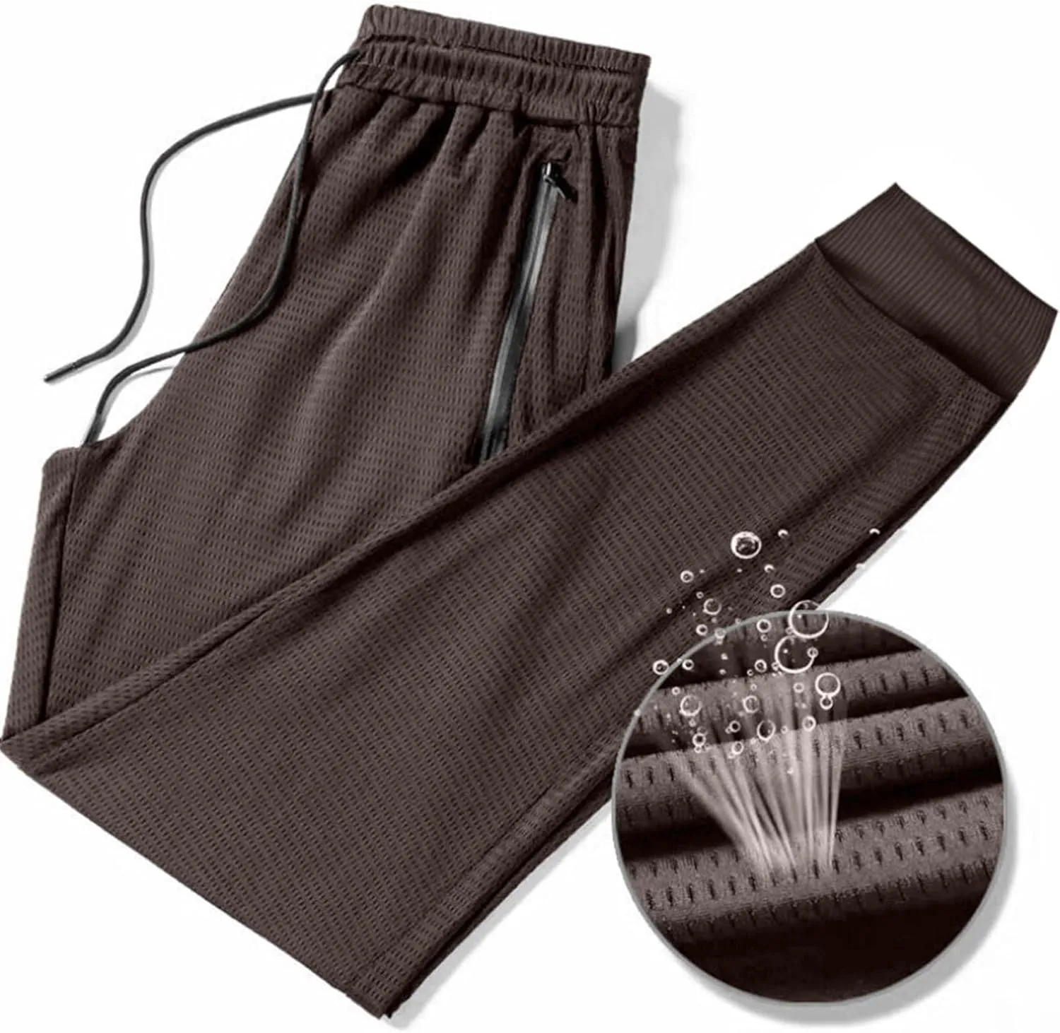 Mens Breathable Sweatpants Joggers Quick Dry Ice Silk Joggers Running Gym Athletic Hiking Trousers with Drawstring