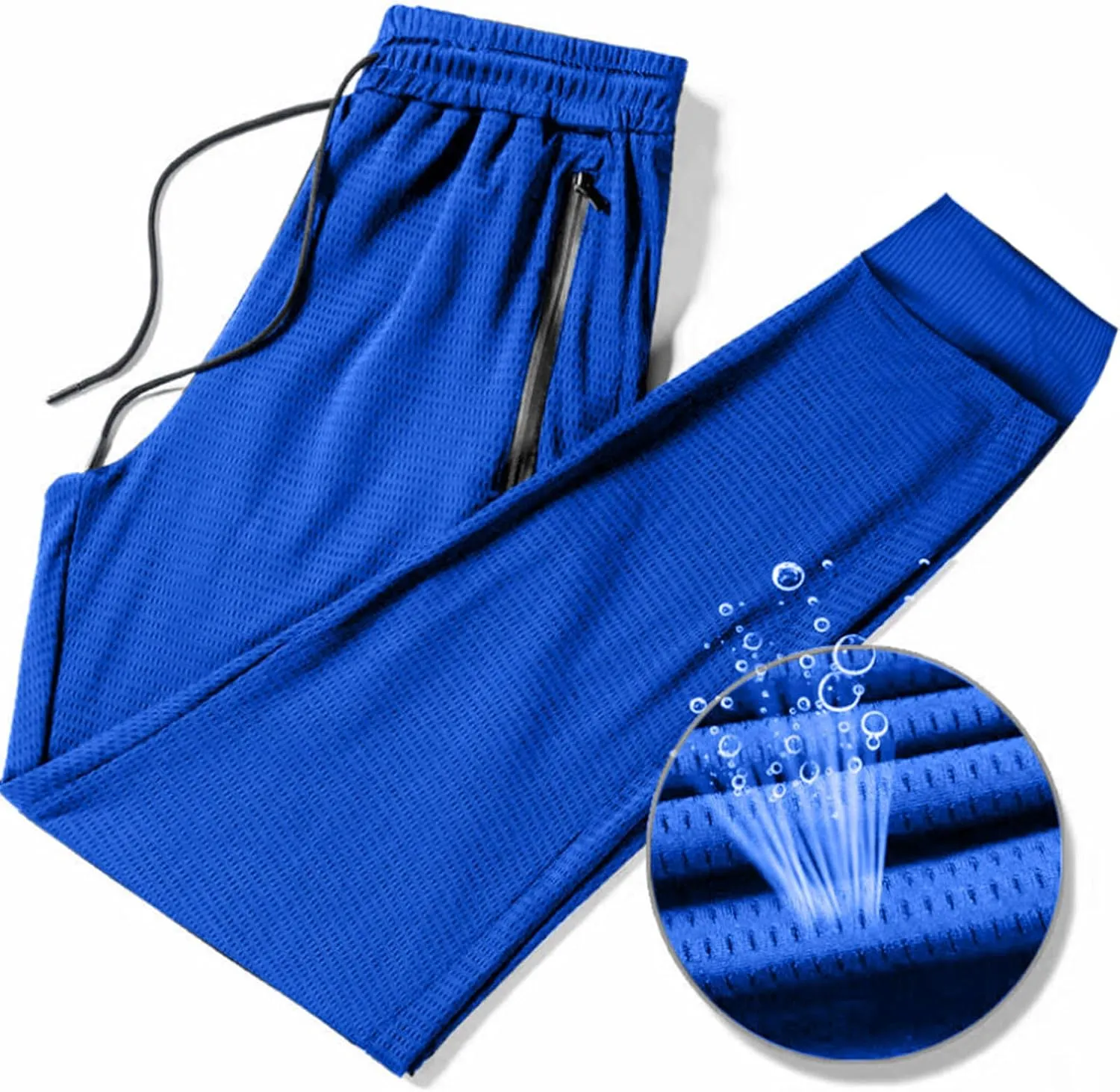 Mens Breathable Sweatpants Joggers Quick Dry Ice Silk Joggers Running Gym Athletic Hiking Trousers with Drawstring