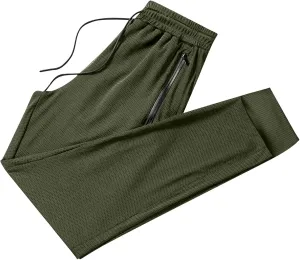 Mens Breathable Sweatpants Joggers Quick Dry Ice Silk Joggers Running Gym Athletic Hiking Trousers with Drawstring