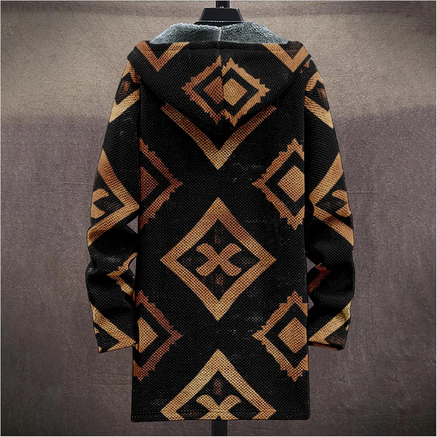Men's Cardigan Sweater Western Aztec Jackets Vintage Hooded Zipper Hoodies for Men Fleece Knit Sweater Coats Pocket
