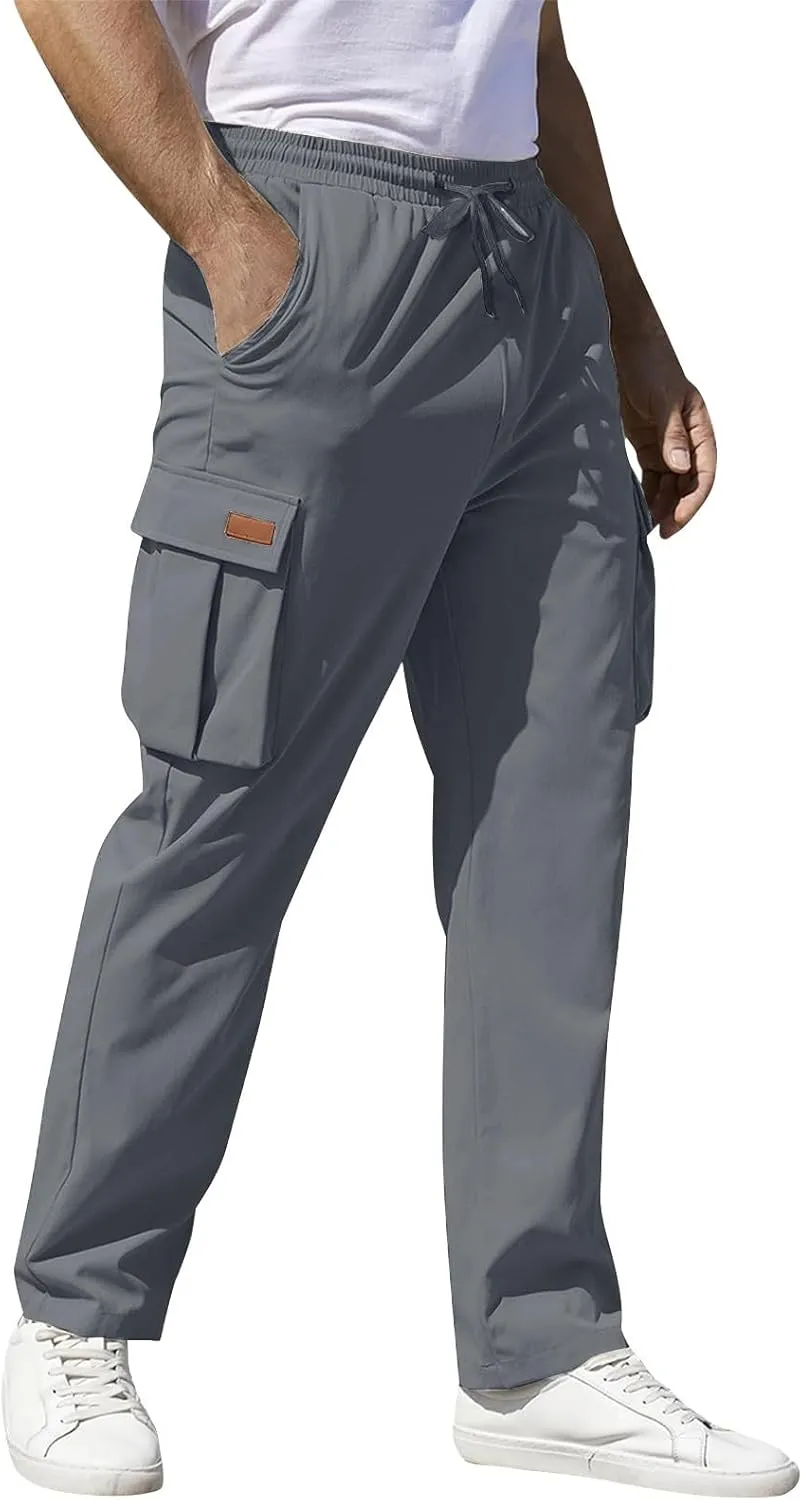 Mens Cargo Pants Military Water Resistant Hiking Breathable Baggy Classic Ripstop Trousers