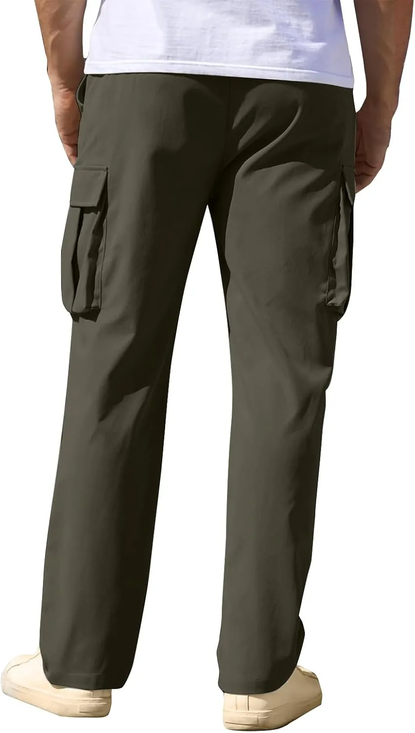Mens Cargo Pants Military Water Resistant Hiking Breathable Baggy Classic Ripstop Trousers