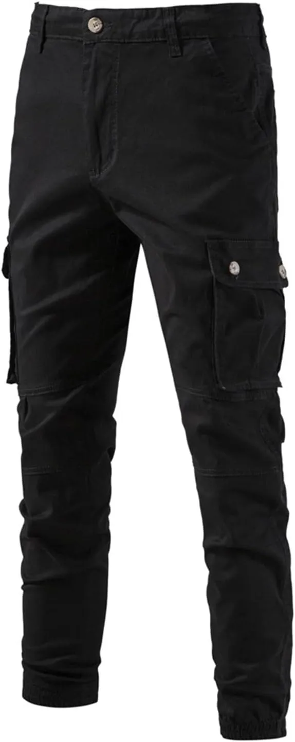 Mens Casual Breathable Youth Solid Color Versatile Trousers Cargo Pants Mens Cargo Pants