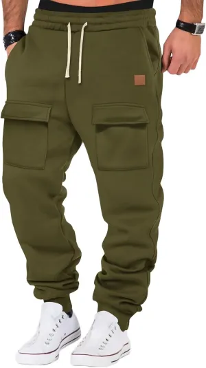 Men's Casual Cargo Joggers Drawstring Straight Leg Breathable Chino Pants Workout Lightweight Jogging Sweatpants