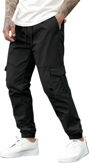 Men's Casual Jogger Pants Breathable Chino Relaxed Fit Outdoor Cargo Pants Sport Baggy Twill Jogging Sweatpants