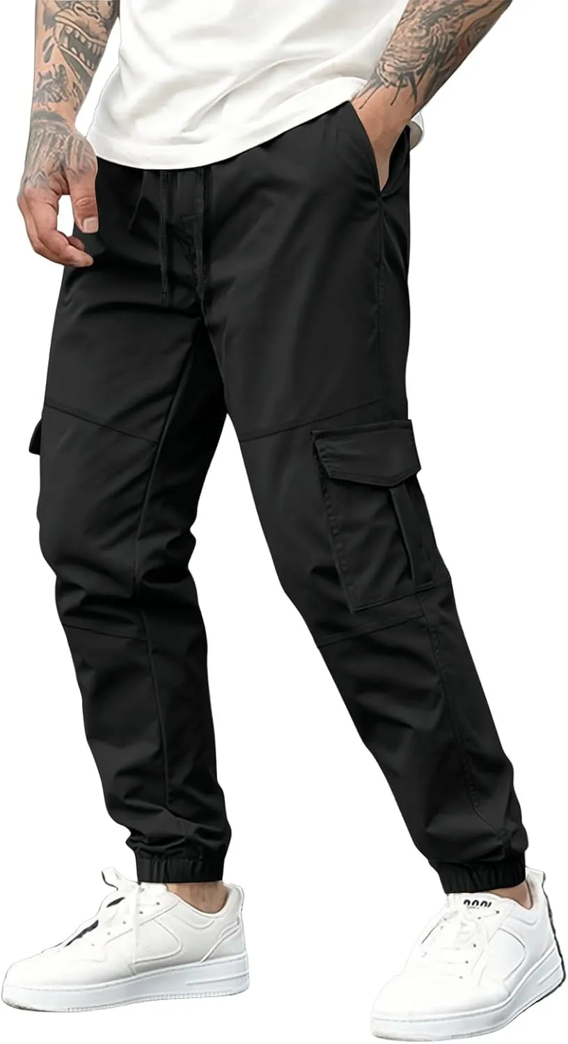 Men's Casual Jogger Pants Breathable Chino Relaxed Fit Outdoor Cargo Pants Sport Baggy Twill Jogging Sweatpants