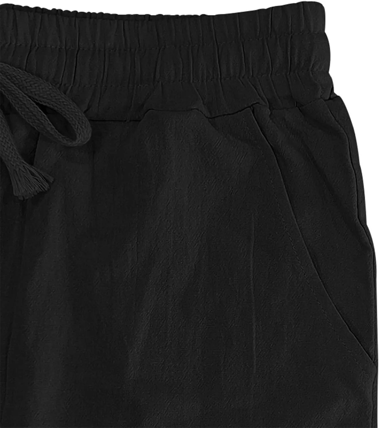 Men's Casual Linen Pants Beach Summer Elastic Waist Drawstring Breathable Pants Lightweight Linen Trousers