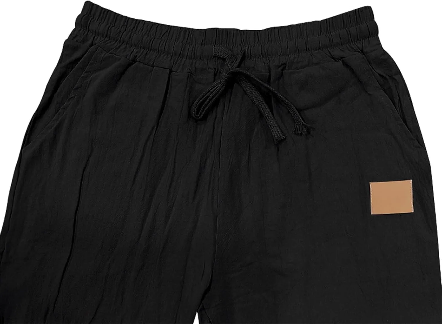 Men's Casual Linen Pants Beach Summer Elastic Waist Drawstring Breathable Pants Lightweight Linen Trousers