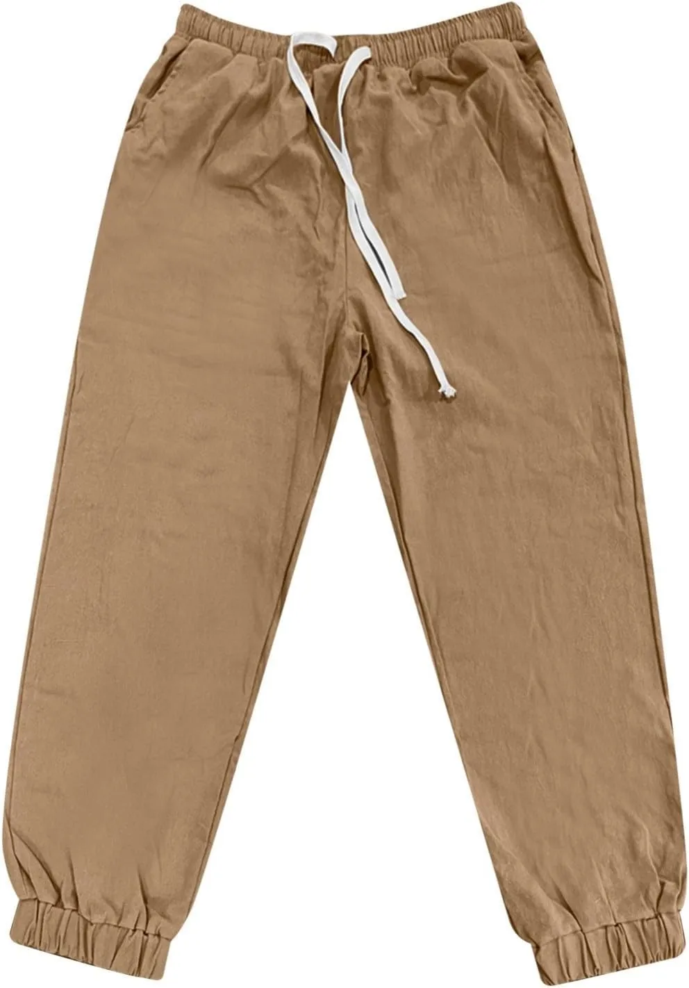 Men's Cotton Linen Solid Color Drawstring Sports Casual Breathable Pants 2025